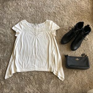 AEO white embroidered loose-fitting top